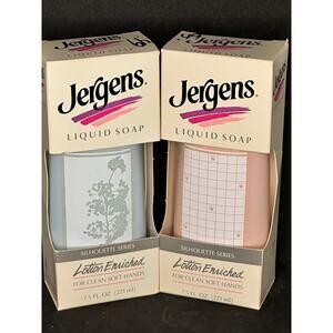 NOS 1990s Jergens Liquid Soap Dispenser; Silhouette Series; Pink and Blue; PROP